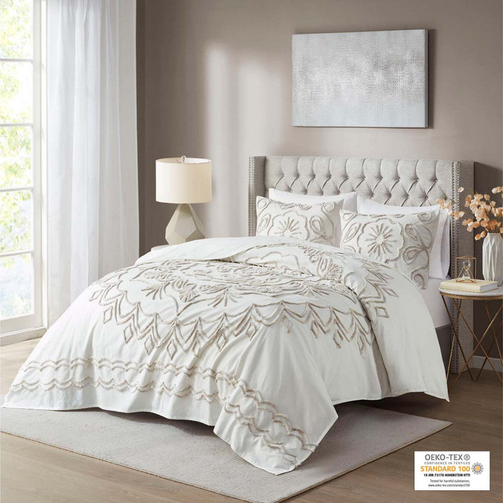 Madison Park Violette 3 Piece Tufted Cotton Chenille Coverlet Set