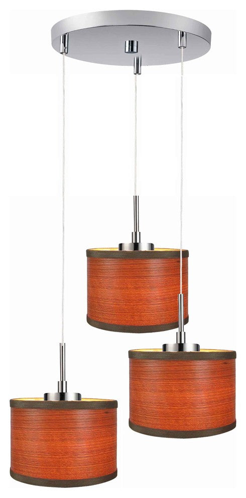Merna 3-Light Cluster Pendant, Satin Nickel, Veneer/Brulee