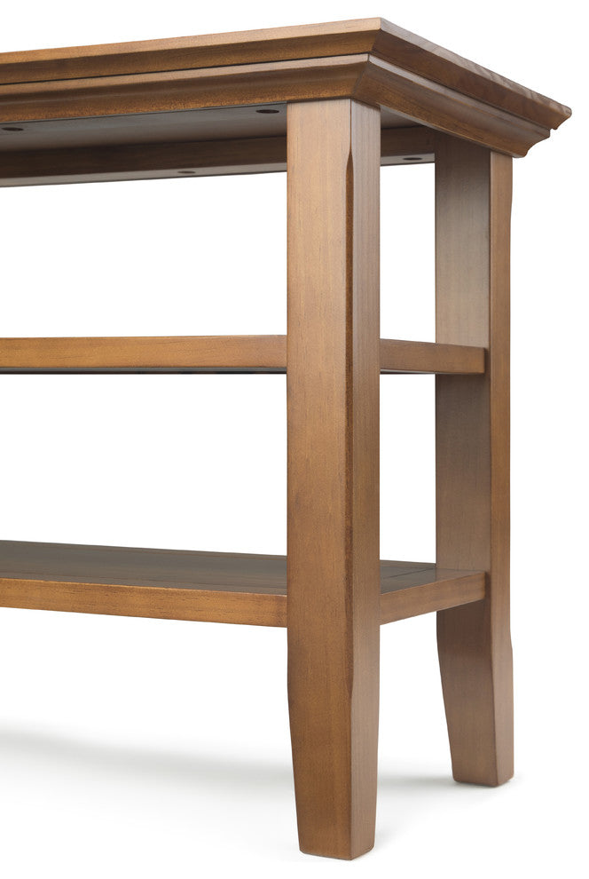 Acadian Solid Wood 14" Wide Rectangle Narrow Side Table In Light Golden Brown