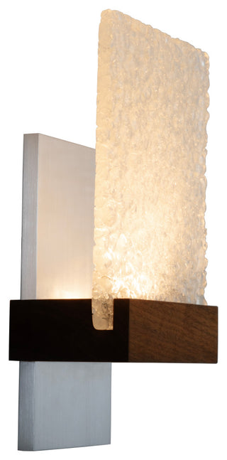 Fortis Wall Sconce Walnut Glacies Glass, Brushed Aluminum, 2700k P1 Driver
