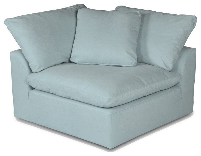 6-Piece Slip-Covered U-Shaped Pit Sectional Sofa, Ocean Blue
