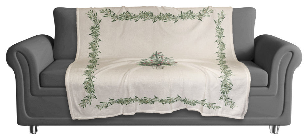 Garlan Border Christmas Tree 2 50x60 Coral Fleece Blanket