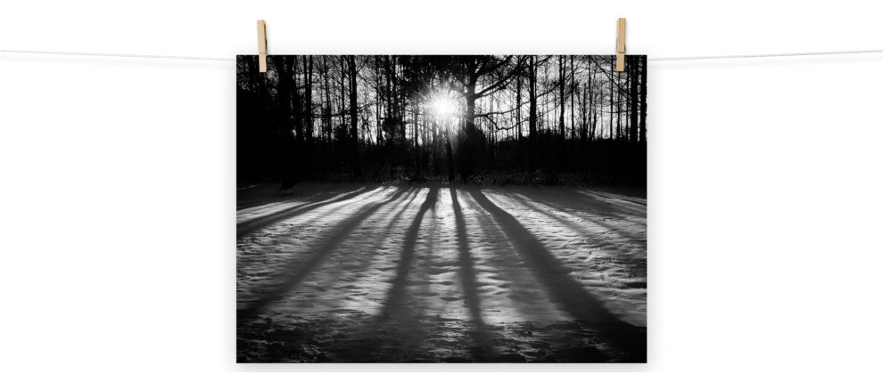 Country Wall Art: Winter Shadows Black & White Landscape Unframed Print, 18" X 24"