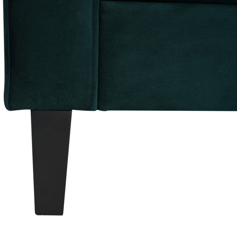 Sororia Velvet 3-Seater Low Profile Sofa, Green