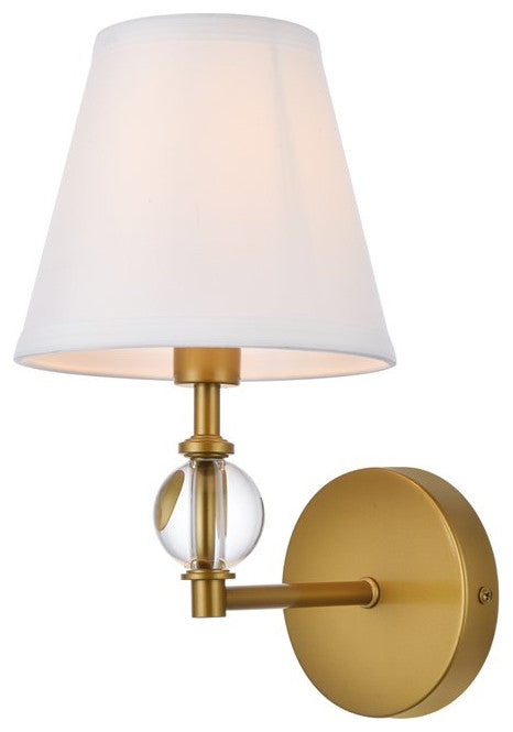 Beau 1-Light Bath Sconce, Brass With White Fabric Shade