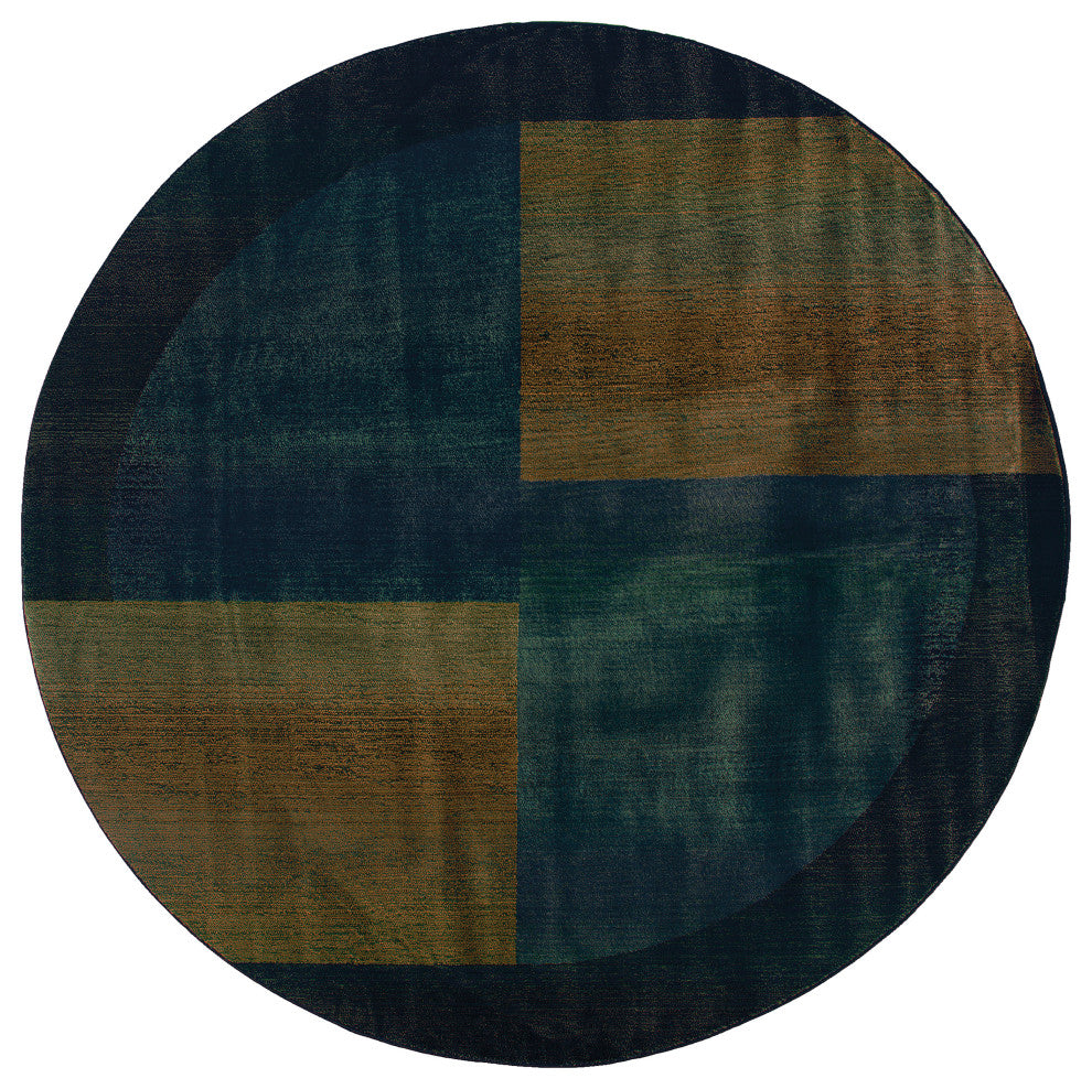 Oriental Weavers Kharma II Collection Blue/Gold Geometric Indoor Area Rug 6' RND
