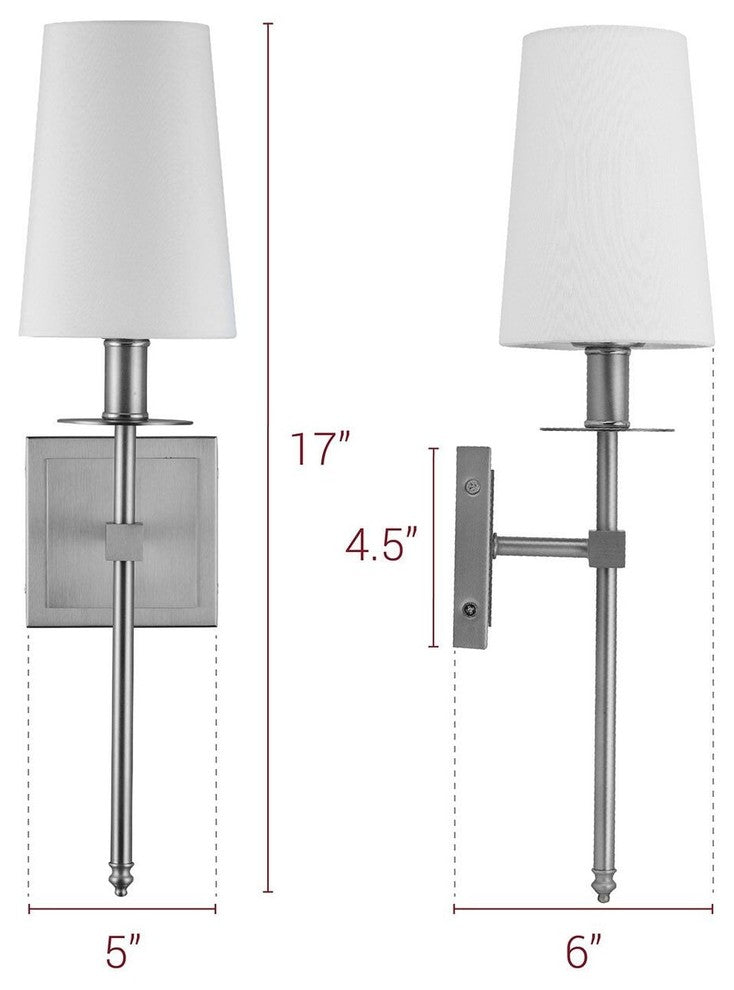 Torcia Wall Sconce with Fabric Shade, Brushed Nickel