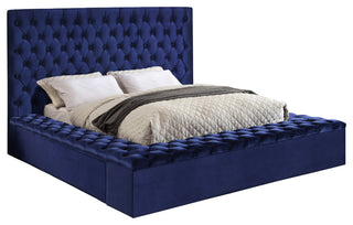 Bliss Velvet Upholstered  Bed, Navy, King