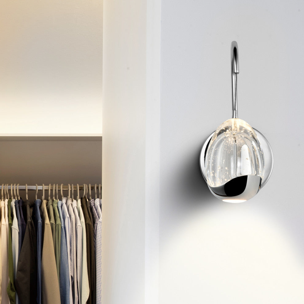 Venezia ETL Certified Integrated LED Wall Sconce Light Fixture, Polished Chrome