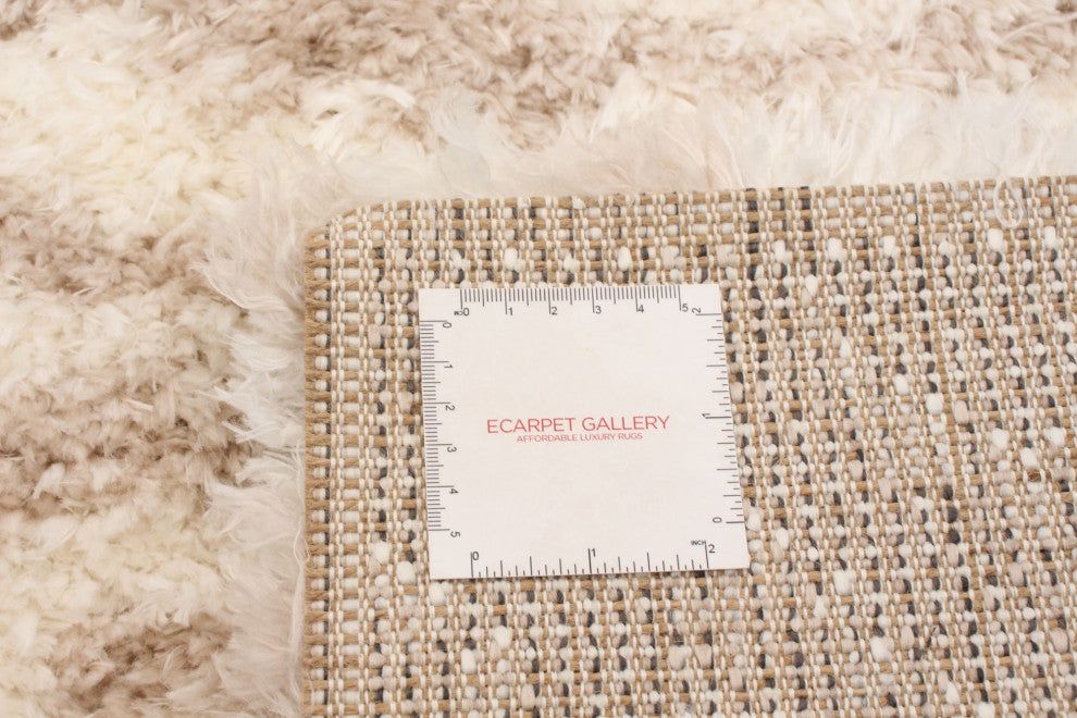 eCarpetGallery Shag Area Rug, Ivory, Tan, 6'7" x 9'6"