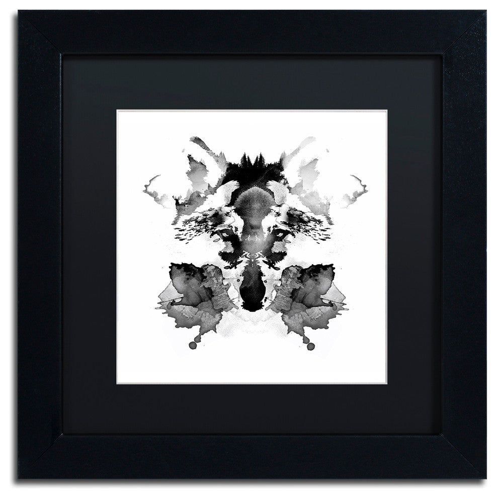 Robert Farkas 'Rorschach' Art, Black Frame, Black Mat, 11x11