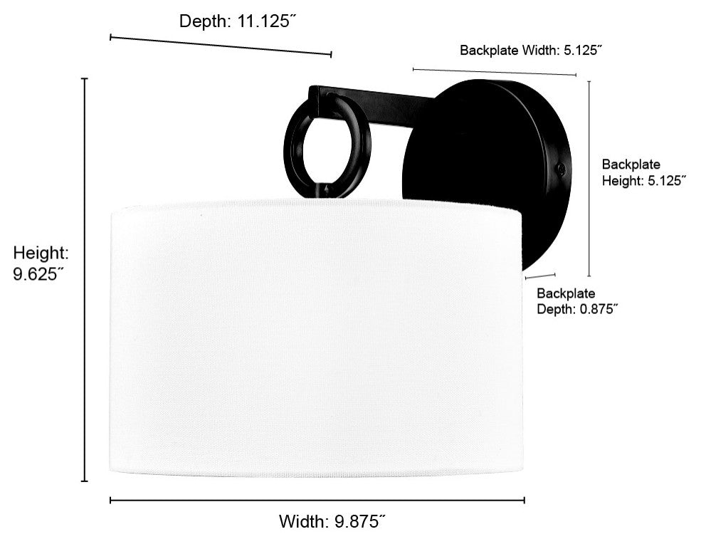 1 Light 9.875 in. Matte Black Sconce