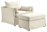 Slipcovered Armchair With Ottoman, Ivy