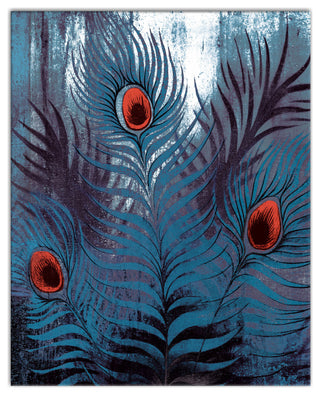 Peacock Abstract Blues 2 16x20 Canvas Wall Art