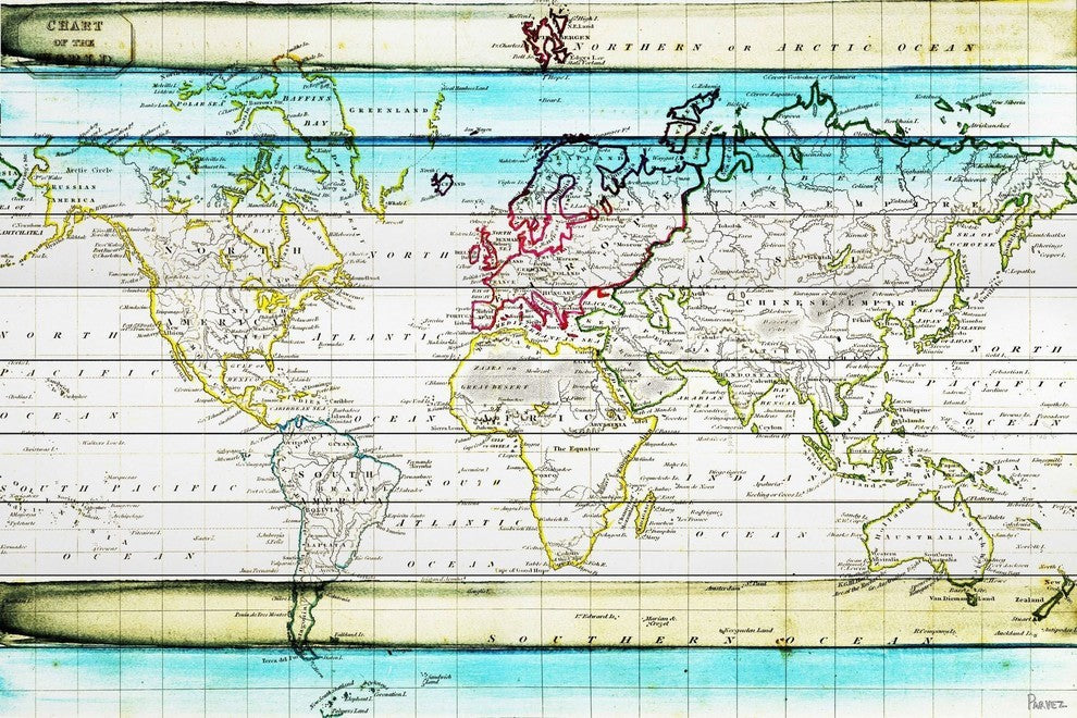 "Jet Setting" Painting Print on White Wood, 24"x16"