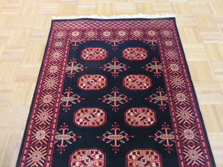 3x5 Hand Knotted Black Bokara Oriental Rug