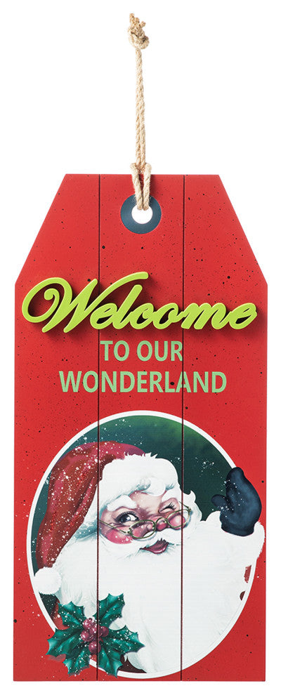 18"H Wooden Christmas Santa Door Hanger