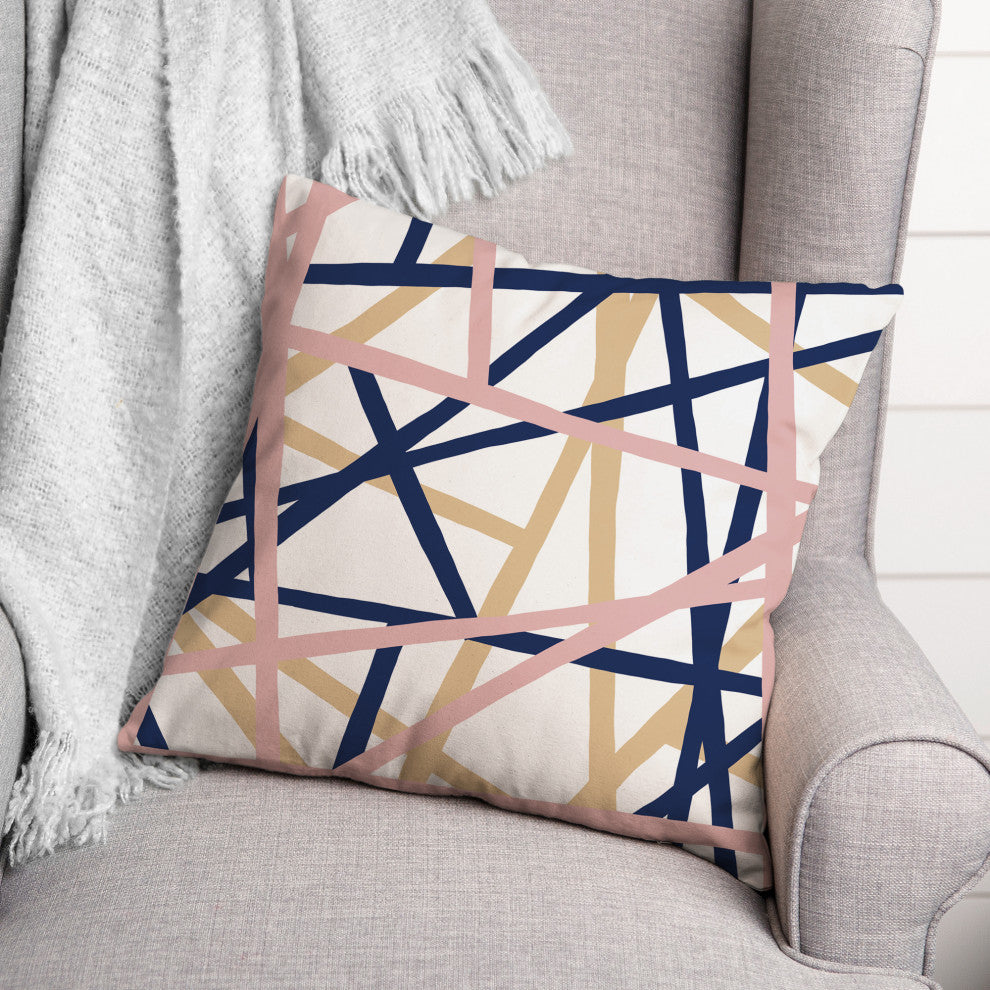 Mod Crossing Lines Geo 18x18 Spun Poly Pillow
