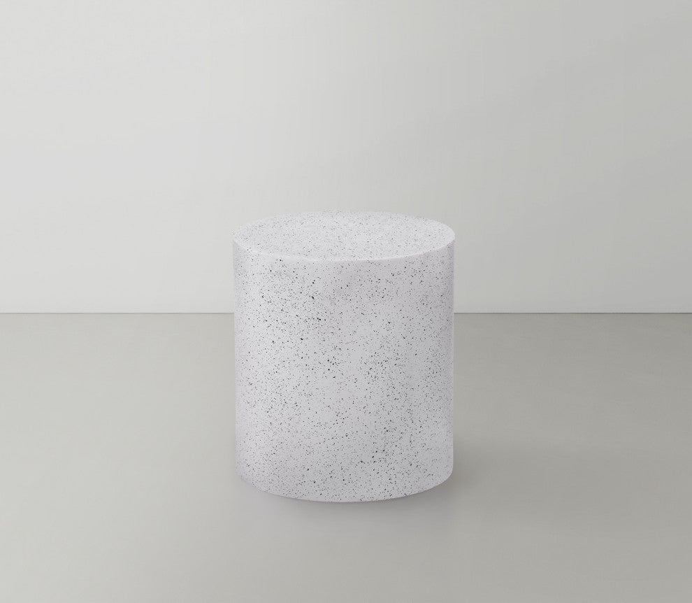 Terrazzo End Table, White