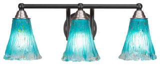 Paramount 3-Light Bath Bar, Matte Black & Brushed Nickel, 5.5" Teal Crystal