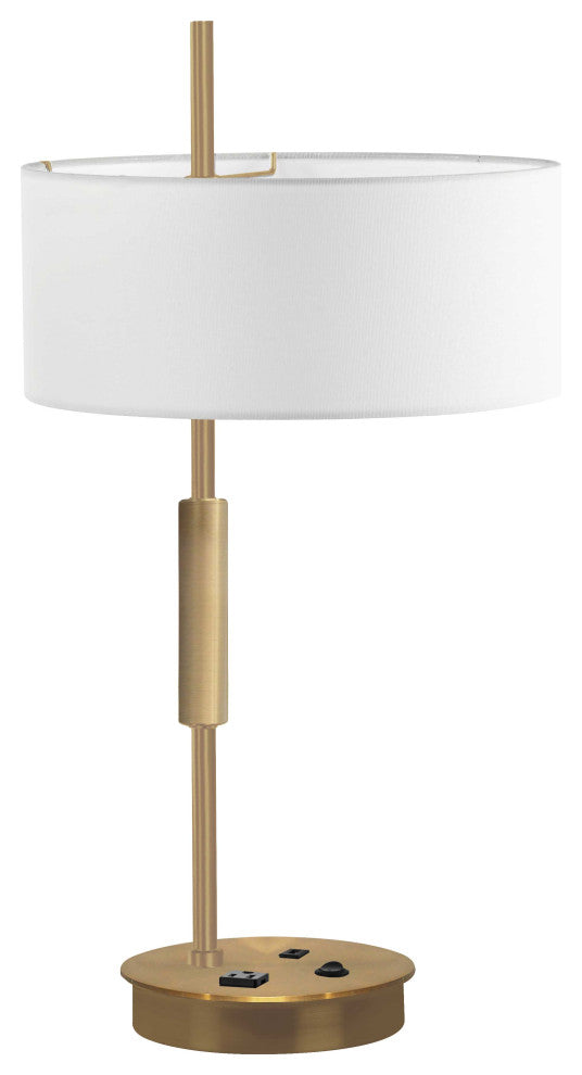 Fitzgerald Modern 1 Light Aged Brass White Metal Table Lamp, Task