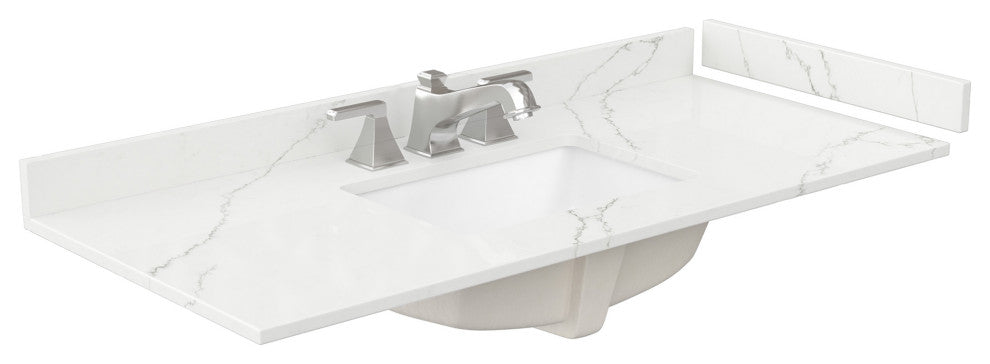 Marlena 48" Dark Blue Single Vanity, Quartz Top, 3-Hole, Nickel Trim