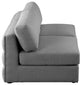 Beckham Linen Textured Fabric Upholstered 2-Piece Modular Sofa, Grey