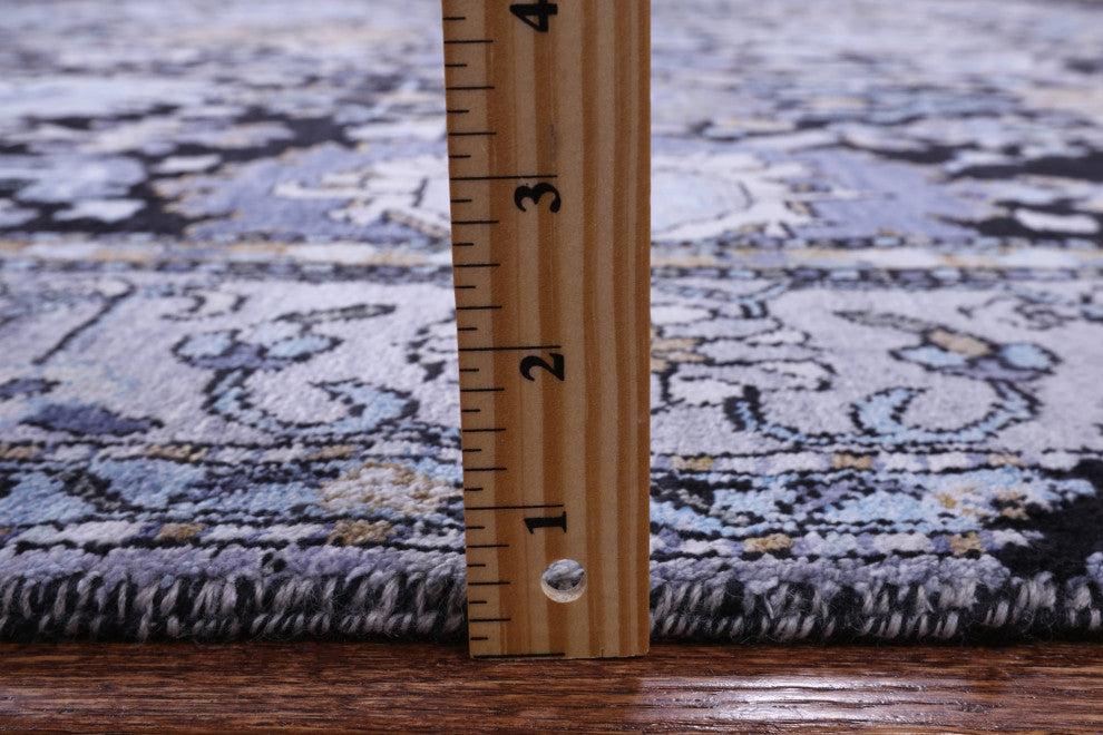 8' 11" X 12' 2" Modern Handmade Wool and Silk Rug Q8714