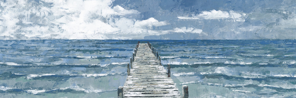 "Rough Sea Waves" Painting Print on Wrapped Canvas, 45x15