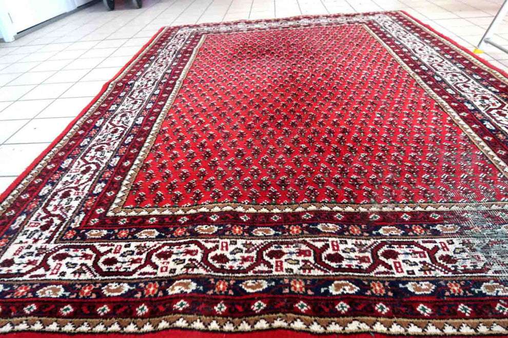 Handmade Vintage Indian Seraband Rug 5.7'x7.8', 174cmx240cm 1970s