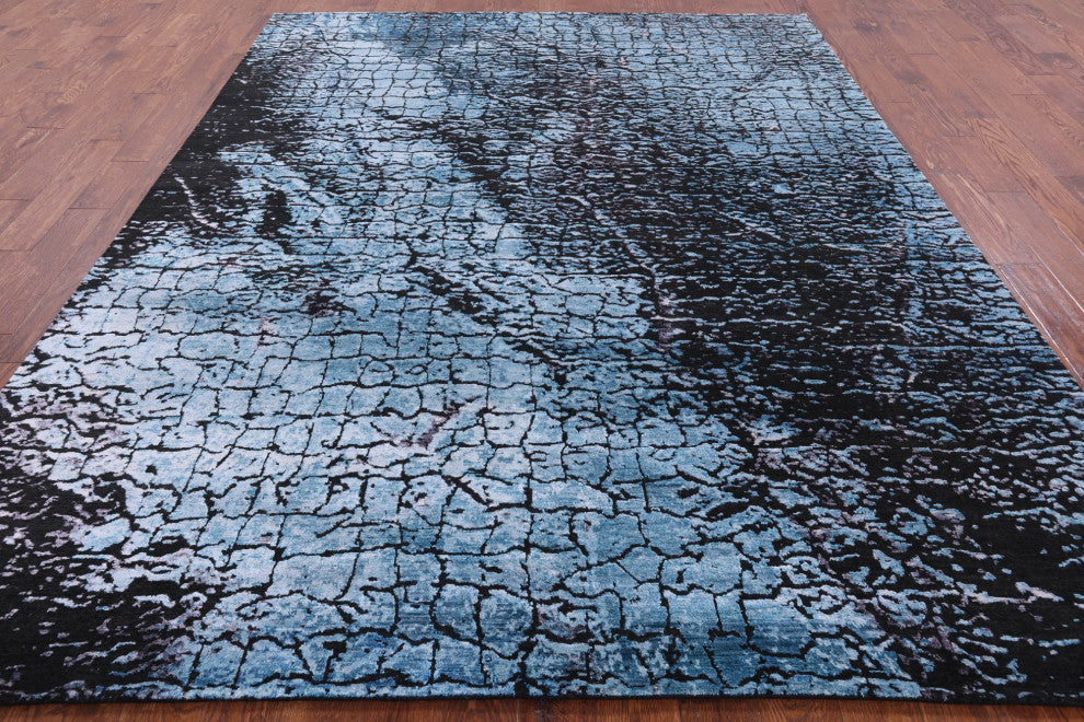 Abstract Hand Knotted Wool and Silk Rug 8' 0" X 10' 0"- Q5973