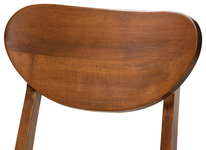 Eurah Mid-Century Modern Upholstered Dining Chair, Set of 2, Gray/Walnut Brown