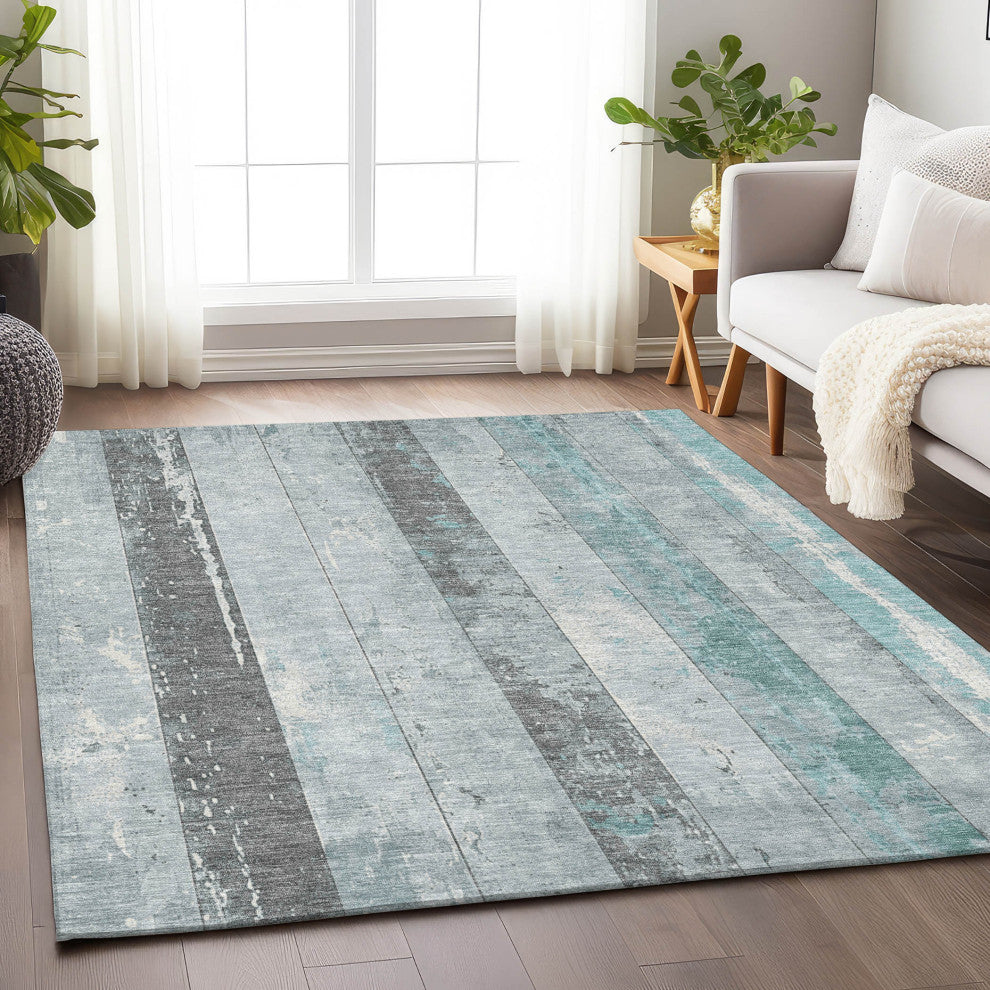 Machine Washable Indoor/Outdoor Chantille ACN1868 Teal 9' x 12' Rug