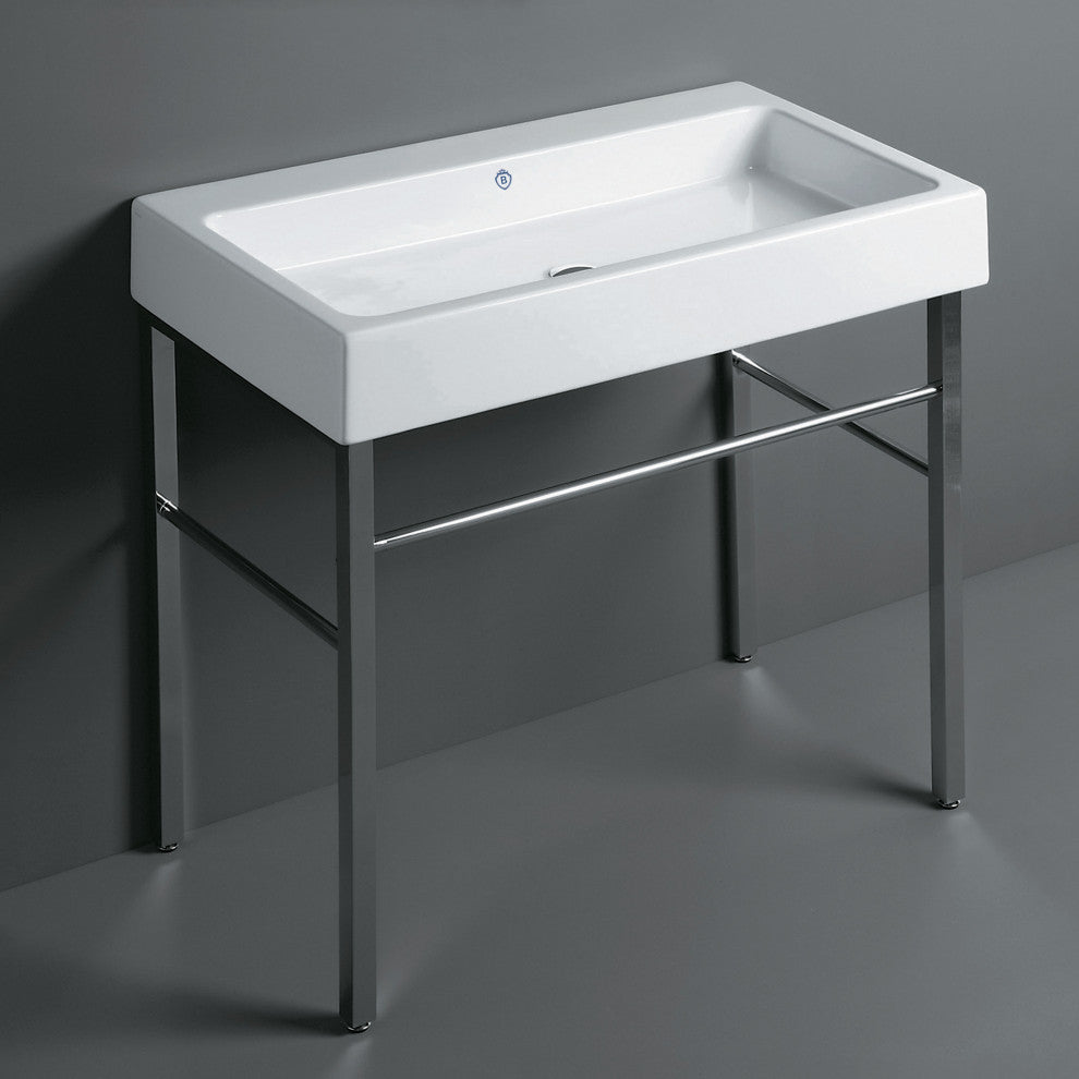 Whitehaus B-U90-DUCG1-A09 Large Rectangular Sink Console with Front towel Bar