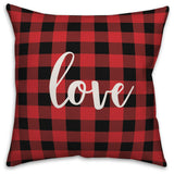 Love, Buffalo Check Plaid 18x18 Throw Pillow