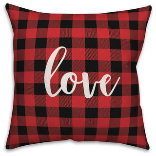 Love, Buffalo Check Plaid 18x18 Throw Pillow