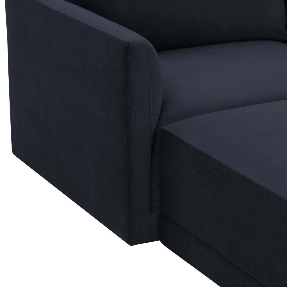 Flix Modular Velvet Sectional Sofa, Modern 4 Piece Sectional Couch Set, Navy Blu