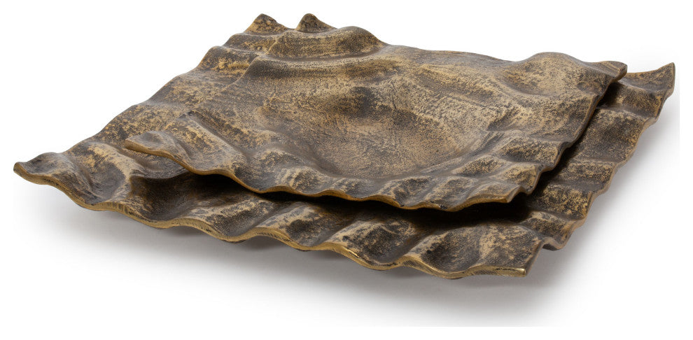 Amaya Decorative Metal Tray, Large Gold