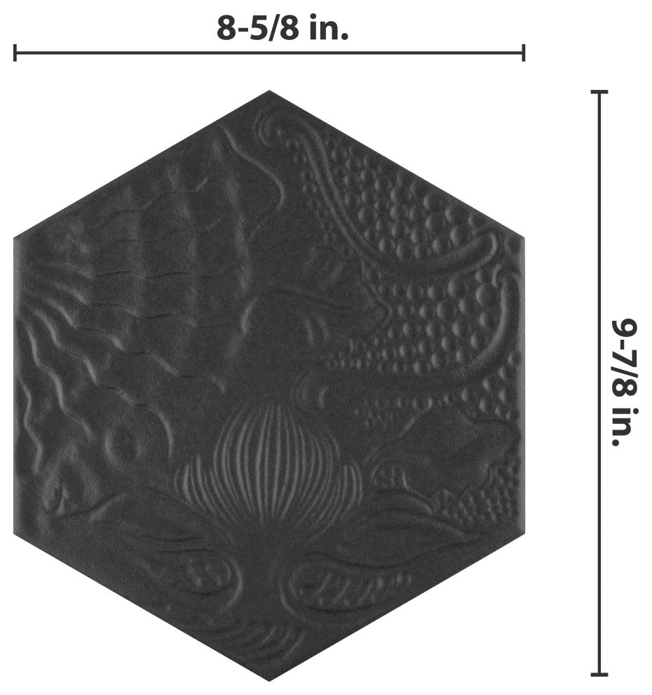 Gaudi Hex Porcelain Floor and Wall Tile, Black