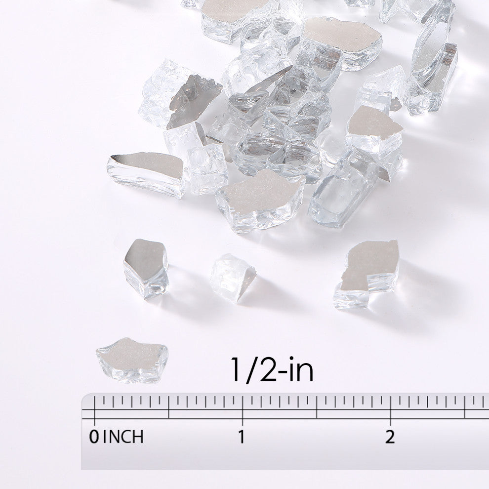 Empava 10 lbs. 1/2" Reflective Tempered Fire Glass for Gas Fire, Crystal Ice