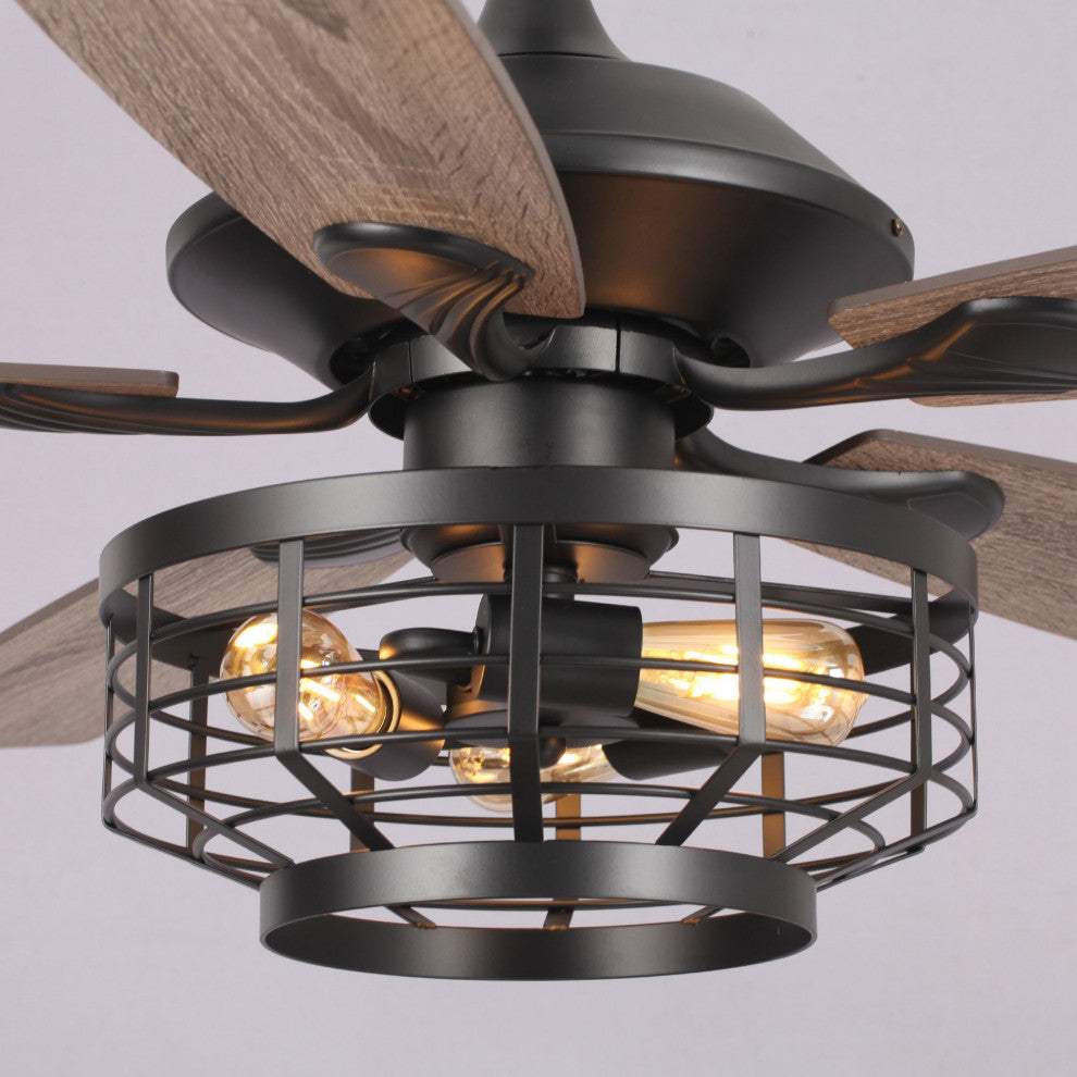 52 in 5 Blades Ceiling Fan with Remote Control in Matte Black