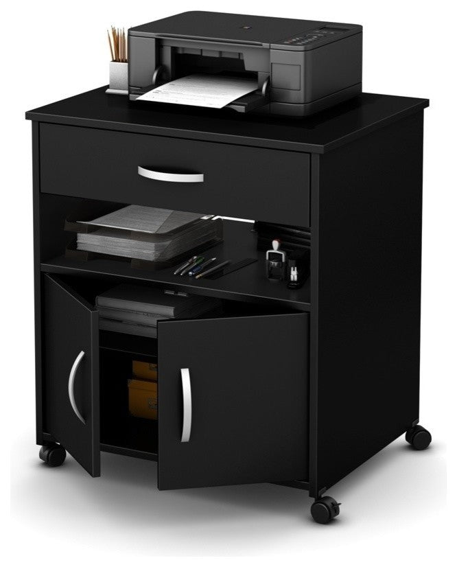 South Shore Axess Printer Cart On Wheels, Pure Black