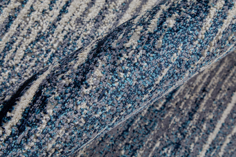Weave & Wander Armada Minimal Navy Blue/Blue Rug, 5'x8'