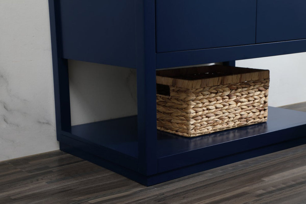 36" Single Bathroom Vanity, Blue, With Backsplash