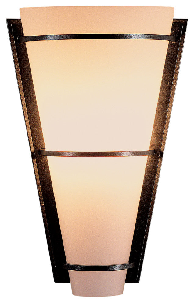 Suspended Half Cone Sconce, Natural Iron Finish, Opal Glass