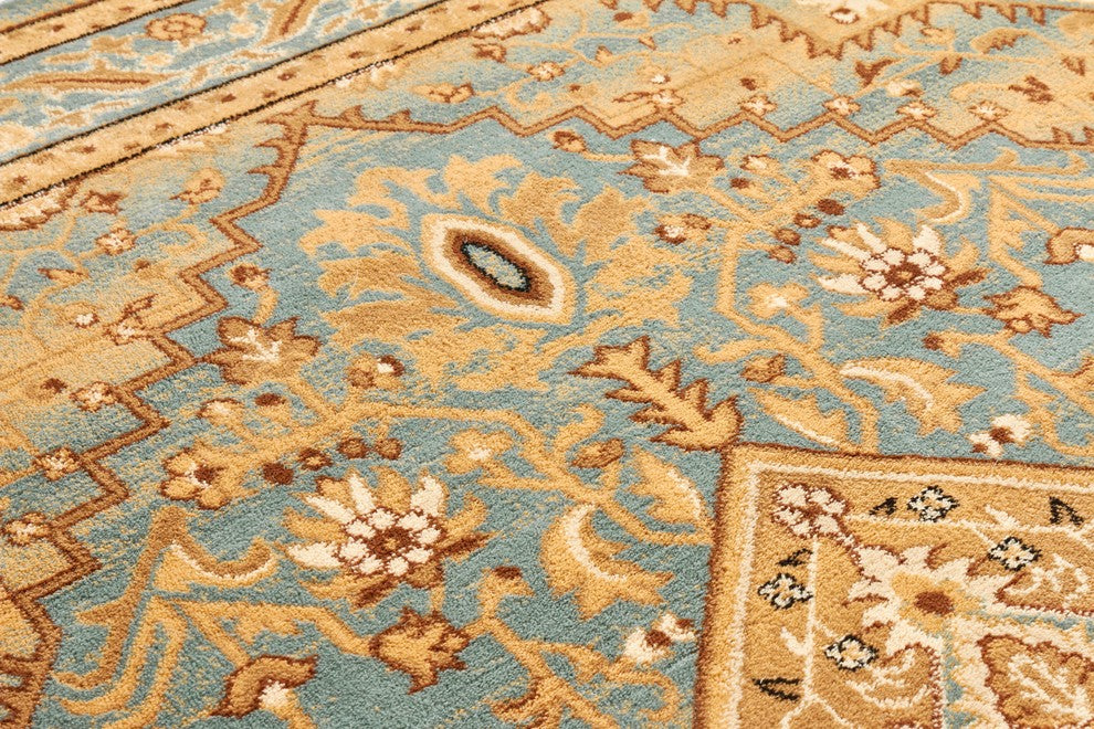 Well Woven Barclay Kaibab Traditional Medallion Light Blue Area Rug
