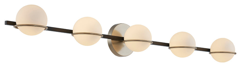 Fusion-Centric 5-Light Bath Bar Matte Black/Brass Finish Opal Glass