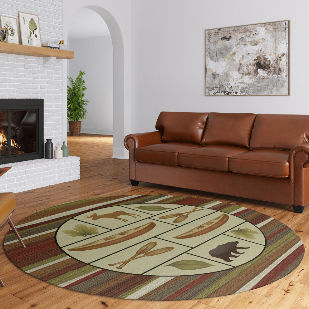 Indoor/Outdoor Excursion EX3 Canyon Machine Washable 8' x 8' Round Rug