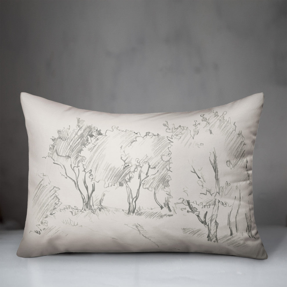 Tree Pencil Drawing 14x20 Spun Poly Pillow
