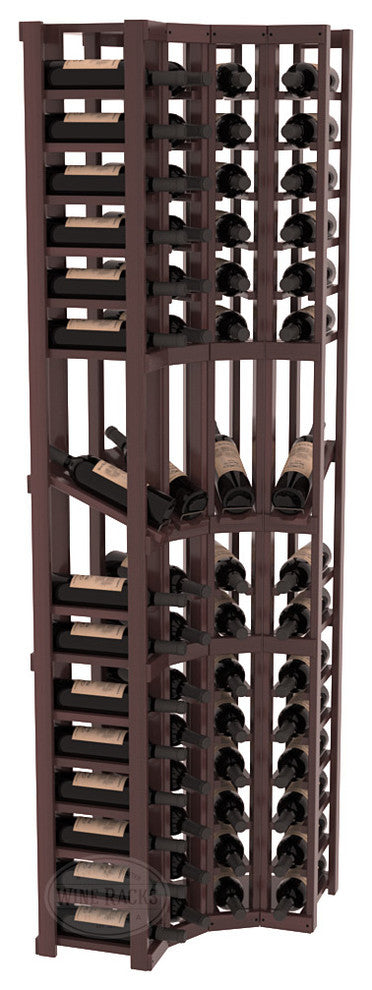 4 Column Display Corner Cellar Redwood, Walnut Stain, Satin Finish